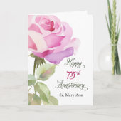Nun Custom Name 75th Anniversary Pink Rose Karte (Vorderseite)