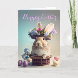 Nun, das ist ein Hut! Niedliches Kaninchen in eine Feiertagskarte