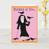 Nun "Denken Sie an Sie" katholische Grußkarte Karte (Gelbe Blume)