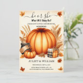 Nun, Farm Pink Blue Fall Girl Pumpkin Gender-Studi Einladung (Stehend Vorderseite)