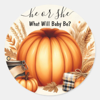 Nun, Farm Pink Blue Fall Girl Pumpkin Gender-Studi Runder Aufkleber