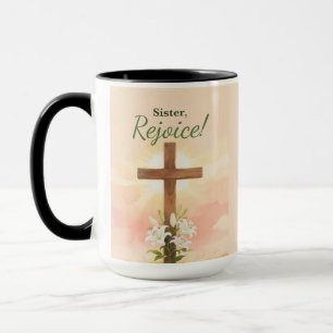 Nun freue dich Ostern Kreuz und Lilien Tasse
