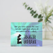 Nun Fun Pun, katholischer Night Club Joke Postkarte (Stehend Vorderseite)