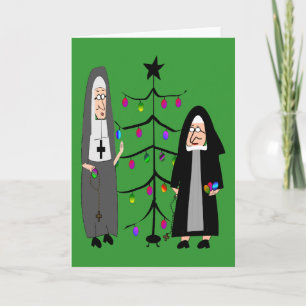 Nun Geschenke "Decoration the Christmas Tree" Feiertagskarte