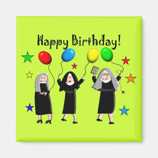 Nun Happy Birthday Cards & Gifts Magnet (Vorne)