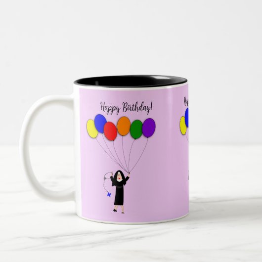 Nun Happy Birthday Lavender Zweifarbige Tasse (Links)
