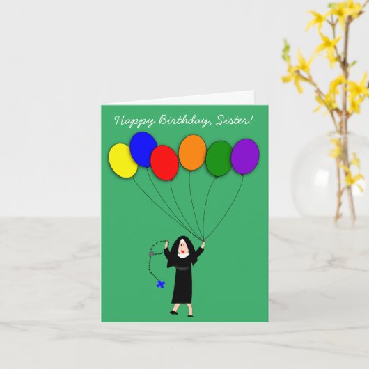 Nun Happy Birthday White Karte (Gelbe Blume)