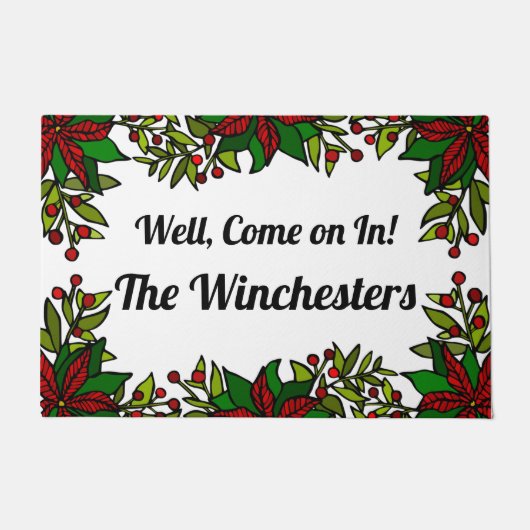 Nun, komm rein! Custom Christmas Fußmatte (Vorderseite)