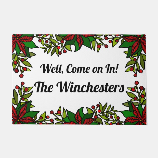 Nun, komm rein! Custom Christmas Fußmatte (Vorderseite)