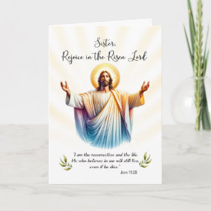 Nun Ostern Jesus ist Risen Freude mit der Schrift Karte
