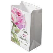 Nun Personalize 75th Anniversary Pink Rose Mittlere Geschenktüte (Vorderseite Schrägansicht)