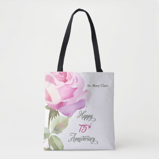 Nun Personalize 75th Anniversary Pink Rose Tasche (Vorderseite)