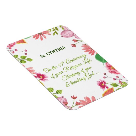 Nun religiöse 45-jährige Jubiläum Wasserfarbe Blum Magnet (Rechte Seite)