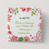 Nun religiöse 60-jährige Jubiläum Wasserfarben-Blu Button (Vorderseite)