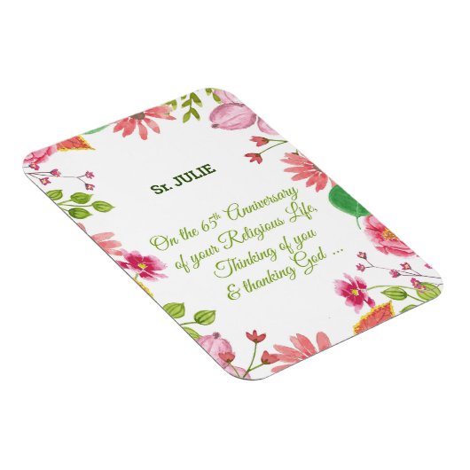 Nun religiöse 65-jährige Jubiläum Wasserfarbe Blum Magnet (Rechte Seite)