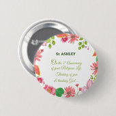 Nun Religiöse Blume zum 5. Jubiläum Button (Vorne & Hinten)
