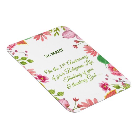 Nun Religious 35-jähriges Jubiläum Watercolor Blum Magnet (Rechte Seite)