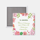 Nun Religious 40 Jahre Jubiläum Wasserfarbe Blume Magnet (Vorderseite/Rückseite)