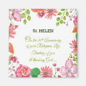 Nun Religious 50 Jahre Jubiläum Wasserfarbe Blume Magnet (Vorne)