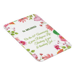 Nun Religious 80 Jahre Jubiläum Wasserfarbe Blume Magnet