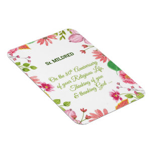 Nun Religious 80 Jahre Jubiläum Wasserfarbe Blume Magnet