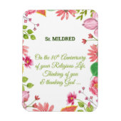 Nun Religious 80 Jahre Jubiläum Wasserfarbe Blume Magnet (Vertikal)