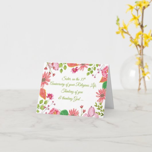 Nun Religious Jubilee 35-jähriges Jubiläum Wasserf Karte (Gelbe Blume)