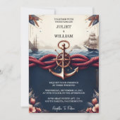 Nun, Rope Knot Boat Schiff Marine Blue Nautical We Einladung (Vorderseite)