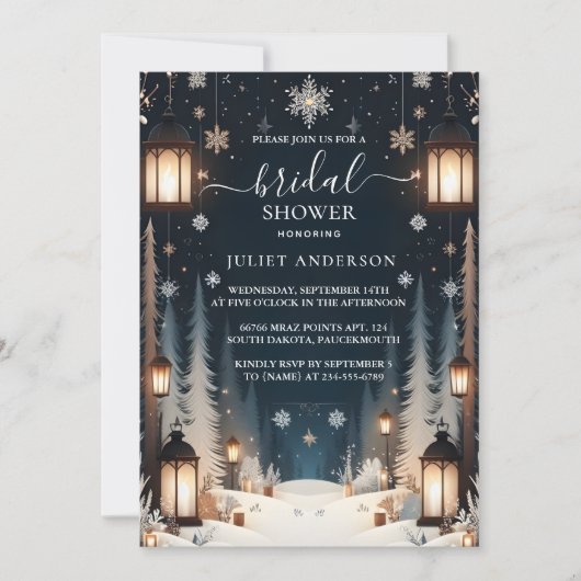 Nun, Waldstars schneebewölben Winters Brautparty Einladung (Vorderseite)