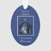 Nun Weihnachts Segen Manger on Blue Ornament (Vorderseite)