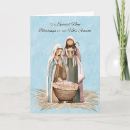 Nun Weihnachts Segnungen und Dank Krippe Szene Karte