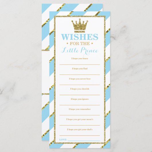 Nun wünscht Card, Babydusche, Prinz, Imitate Gold (Vorne/Hinten)