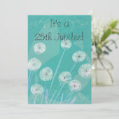 Nuns 25. Jubilee Einladung Aquamarines Blumendesig (Stehend Vorderseite)