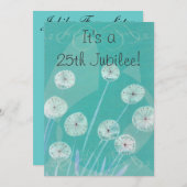 Nuns 25. Jubilee Einladung Aquamarines Blumendesig (Vorne/Hinten)