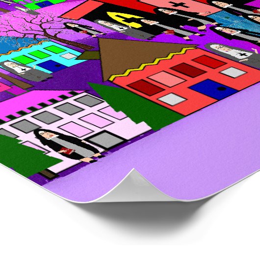 Nuns Art Poster "Heading to Church" Whimsical (Ecke)