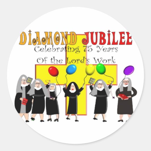 Nuns Diamond Jubilee 75. Jahr des Dienstes Runder Aufkleber (Vorderseite)