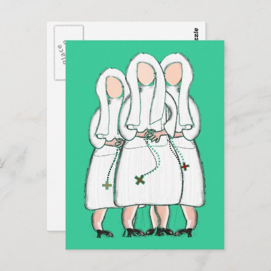 Nuns Geschenke "Three Cloistered Sisters" Design Postkarte (Vorne/Hinten)
