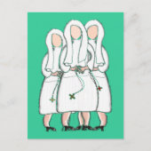 Nuns Geschenke "Three Cloistered Sisters" Design Postkarte (Vorderseite)