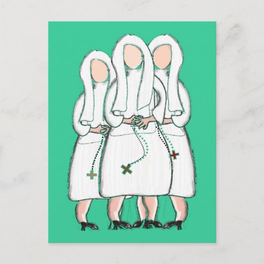 Nuns Geschenke "Three Cloistered Sisters" Design Postkarte (Vorderseite)