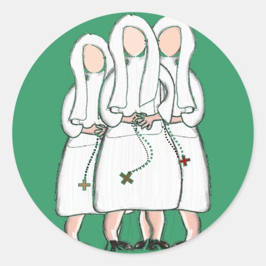 Nuns Geschenke "Three Cloistered Sisters" Design Runder Aufkleber (Vorderseite)