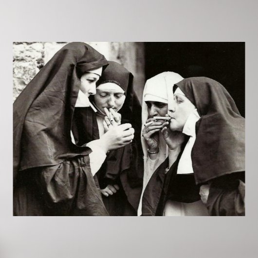 Nuns Rauchen Vintage Fotografie XLarge Poster (Vorne)