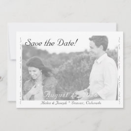Nuptial Grace B&W Wedding Flat Save The Date Card