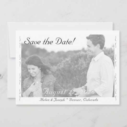 Nuptial Grace B&W Wedding Flat Save The Date Card (Vorderseite)