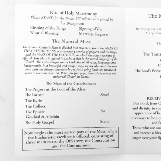Nuptial Grace Catholic Wedding Dreifach-gefaltete Programmkarte (Innen Erste Seite)