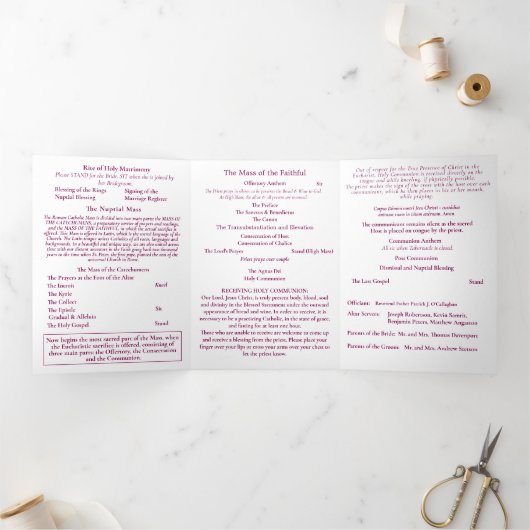 Nuptial Grace Catholic Wedding Dreifach-gefaltete Programmkarte (Innenseite)