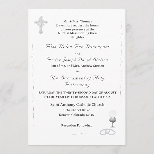 Nuptial Grace Catholic Wedding Invitation Einladung