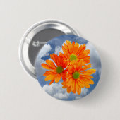 Nur 3 Gerbera Daisy Blüten + Ihr Text & Ideen Button (Vorne & Hinten)