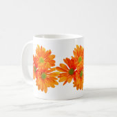 Nur 3 Gerbera Daisy Blüten + Ihr Text & Ideen Kaffeetasse (Vorderseite Links)