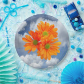 Nur 3 Gerbera Daisy Blüten + Ihr Text & Ideen Pappteller (Party)