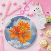 Nur 3 Gerbera Daisy Blüten + Ihr Text & Ideen Pappteller (Party)